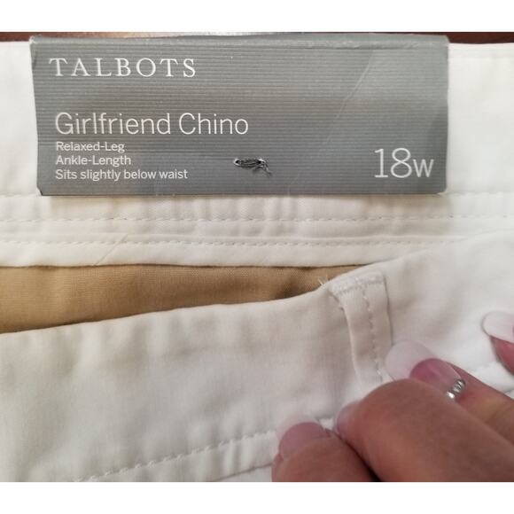 NWT's-Talbots Girlfriend Chino Pants Cream Color Relaxed Leg Ankle Length Sz 18W - Picture 6 of 11